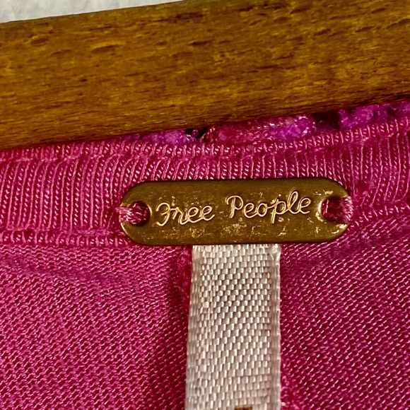 FREE PEOPLE mini dress lace magenta size M - Picture 3 of 9